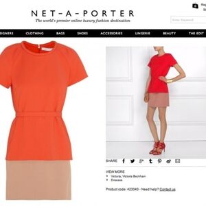 Victoria Beckham Mini Dress Sz 2 Colorblock Orange Nude Holiday Party Dress